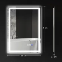 HOMCOM 70 x 50 cm Bluetooth Bathroom Mirror - Silver-Tone(m-3)