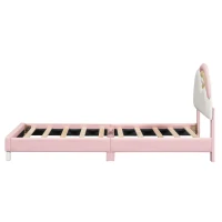 Letto imbottito a forma di arcobaleno con motivo a nuvole 90x200 cm, senza materasso, Rosa(m-10)