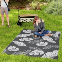 Outsunny Plastic Straw Reversible RV Outdoor Rug with Carry Bag, 182 x 274cm, Grey and White(m-10)