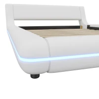 Letto a terra 140×200 cm con illuminazione ambientale a LED, senza materasso, Bianco(m-7)