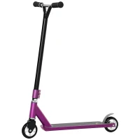 HOMCOM Stunt Scooter, 360° Entry Level Tricks Scooter w/ Lightweight Aluminium Deck and ABEC 7 Bearing, For Age 14+ Beginners, Purple(m-11)