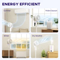 HOMCOM Pedestal Air Circulation Fan with Oscillating, Light Off, White(m-4)