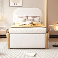 Letto imbottito 90x200 cm con letto estraibile, senza materasso, Bianco(m-4)