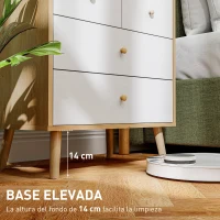 HOMCOM Cómoda de 4 Cajones con Acabado Elegante y Gran Capacidad de Almacenaje 60x35x65 cm Roble y Blanco(m-7)