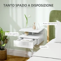 HOMCOM Comodino Sospeso per Camera da Letto con Cassetto e Ripiano Aperto in Legno, 35x32x22.5 cm, Bianco(m-5)