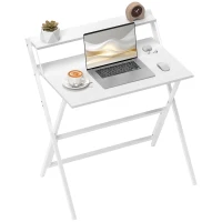 HOMCOM Scrivania Pieghevole con Ripiano per Monitor, 81.5x62x86.5 cm, Bianco(m-1)
