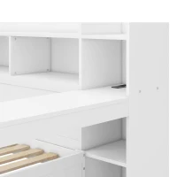 Canapé-lit multifonctionnel 90x200 cm,avec 2 tiroirs et bureau intégré,sans matelas, Blanc(m-6)