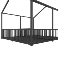 Letto per Bambini 4+ Anni Matrimoniale 90x200 cm, con Ringhiera di Sicurezza, Senza Materasso, Nero(m-8)