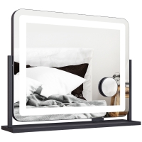 HOMCOM Schminkspiegel mit LED-Lampen, USB-Anschluss, 3 Modi, drehbar, Schwarz