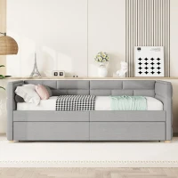 Canapé-lit avec lit gigogne 90x200 cm, sans matelas, Gris(m-4)