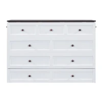 Lit escamotable 140x200 cm, lit plateforme mobile avec tiroirs et étagère, convertible et gain de place, sans matelas, Blanc(m-8)