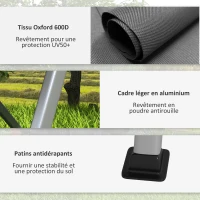 Outsunny Chaise de camping chaise de pêche pliante et portable, dossier ajustable, appui-tête rembourré, 74 x 59,5 x 98 cm, gris foncé(m-7)