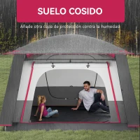 Outsunny Tienda de Campaña Familiar 4-6 Personas con 2 Habitaciones Zona de Estar y Protección Impermeable 430x305 cm Rojo(m-6)