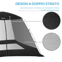 Outsunny Tenda da Campeggio e Spiaggia a Rete Anti UV per 4 Persone con Borsa di Trasporto, 3x3 m Nero(m-7)