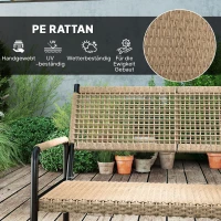 Outsunny Gartenmöbel Set aus Polyrattan Lounge-Set mit 2er Sofa Sessel Glastisch Kissen für 4 Personen Dunkelgrau+Gelb(m-5)