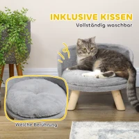 PawHut Tierbett für Hunde und Katzen, weiches & waschbares Kissen, Schutzrand, 40,5 x 40,5 x 33 cm(m-5)