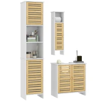 Conjunto de Muebles para Baño con Mueble para Lavabo Columna y Armario Auxiliar Estantes Ajustables Sistema Anti-vuelco(m-1)