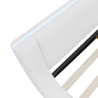 Letto a terra 140×200 cm con illuminazione ambientale a LED, senza materasso, Bianco(m-6)