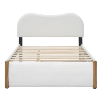 Letto imbottito 140x200 cm con letto estraibile, Bianco