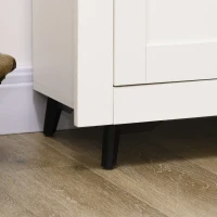HOMCOM Buffet cuisine avec 2 tiroirs 3 portes et étagère réglable, pour cuisine, salle à manger, salon, 117 x 35 x 80 cm, blanc(m-9)