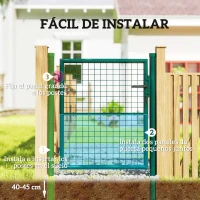 Outsunny Puerta de Jardín de Acero con Cerradura y Llaves con Asa Cerradura y 3 Llaves para Exterior Patio 100x79 cm Verde(m-6)
