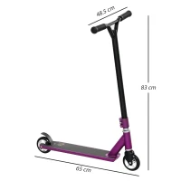 HOMCOM Stunt Scooter, 360° Entry Level Tricks Scooter w/ Lightweight Aluminium Deck and ABEC 7 Bearing, For Age 14+ Beginners, Purple(m-3)