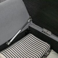 HOMCOM Banc de rangement bout de lit avec accoudoirs, tissu effet velours rembourré et capitonné, 126 x 48,5 x 57 cm, gris(m-8)