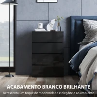 HOMCOM Cómoda com 4 Gavetas de Madeira Cómoda de Dormitório Cómoda Branca para Sala de Estar Estilo Moderno 55x34x80 cm Preto(m-6)