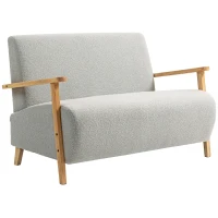 HOMCOM Small Sherpa Fabric 2 Seater Sofa Settee - Light Grey(m-1)