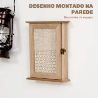 HOMCOM Armário para Chaves de Parede Armário de Madeira para Chaves com 6 Ganchos Estilo Vintage 20x6,5x26,5cm Madeira(m-4)