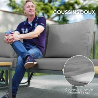 Outsunny Ensemble de meubles de jardin modulable en bois d'acacia 6 places, salon de jardin d'angle avec table, gris(m-7)