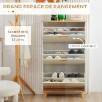 HOMCOM Meuble à chaussures style scandinave 3 abattants 70 x 23,5 x 122 cm blanc(m-4)