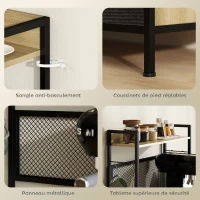 HOMCOM Armoire de cuisine style industriel avec 3 tiroirs, plan de travail, étagère et 4 crochets, 60x40x132cm(m-7)