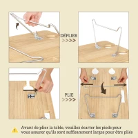 Outsunny Panier pique-nique en osier 4 personnes avec table à vin en pin panier de pique-nique avec sangle ajustable marron clair(m-7)