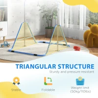 HOMCOM Kids Gymnastic Bar, Foldable Horizontal Bars w/ Adjustable Height, Training Bar w/ Triangle Base - Blue(m-7)