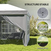 Outsunny Tonnelle barnum pliant pop-up 6 x 3 x 2,7 m 4 parois latérales amovibles 4 fenêtres sac de transport gris clair(m-7)