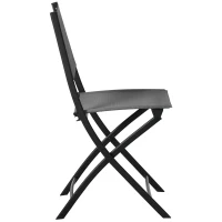 Outsunny Garten-Bistroset für 2 Personen Gartenmöbel Set inkl. 1 Tisch, 2 klappbaren Stühlen, Gartengarnitur Stahl Grau(m-12)