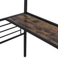 Letto a soppalco 90×200 cm, con scrivania e armadio aperto, senza materasso, Nero(m-6)