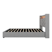 Letto imbottito 140 x 190 cm con illuminazione ambientale, senza materasso, Grigio(m-10)