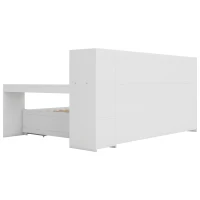 Canapé-lit multifonctionnel 90x200 cm,avec 2 tiroirs et bureau intégré,sans matelas, Blanc(m-12)