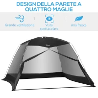 Outsunny Tenda da Campeggio e Spiaggia a Rete Anti UV per 4 Persone con Borsa di Trasporto, 3x3 m Nero(m-6)