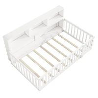 Letto 90×200 cm, lato del letto con vano contenitore, senza materasso, Bianco(m-11)