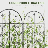 Outsunny Lot de 2 supports pour plantes grimpantes, treillis de jardin, pour légumes, vignes, fleurs, en métal, 50 x 220 cm, noir(m-5)