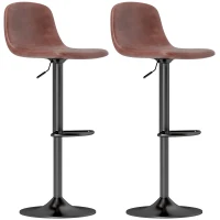 HOMCOM Conjunto 2 Taburetes Altos Ajustables 360° con Respaldo y Reposapiés para Cocina Bar o Comedor 40,5x44x84-104 cm Marrón(m-11)