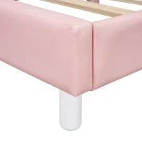 Letto imbottito a forma di arcobaleno con motivo a nuvole 90x200 cm, senza materasso, Rosa(m-7)