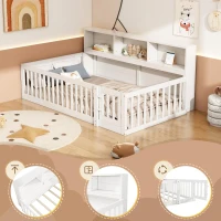 Letto 90×200 cm, lato del letto con vano contenitore, senza materasso, Bianco(m-5)