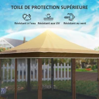 Outsunny Tonnelle de jardin 3,5 x 3,5 m, tente pliante avec 4 moustiquaires, hauteur réglable, sac de transport, beige(m-6)