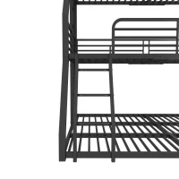 Lit triple superposé 90×200 cm, avec garde-corps et échelle, sans matelas, Noir(m-7)