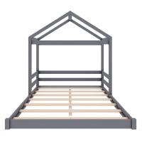 Cama infantil con forma de casita 140x200 cm, sin colchón, Gris