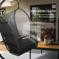 Outsunny Hanging Egg Chair Outdoor Indoor, Swing Hammock Chair with Stand, Cushions, Lumbar Pillow, Adjustable Height and Steel Frame for Garden Patio Lounge Porch, Dark Grey(m-4)